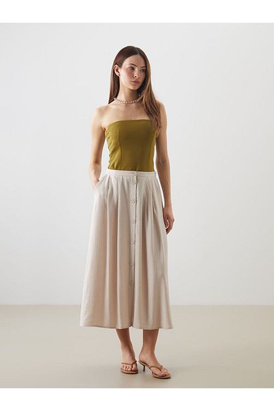 LC Waikiki New Season Elastic Waist Textured Pleated Skirt - S5Kv75Z8