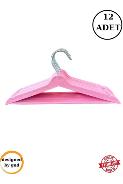 Hausgarten 12 Adet Dolap İçi Düzenleyici Çocuk Elbise Askısı Bebek Askısı Pembe