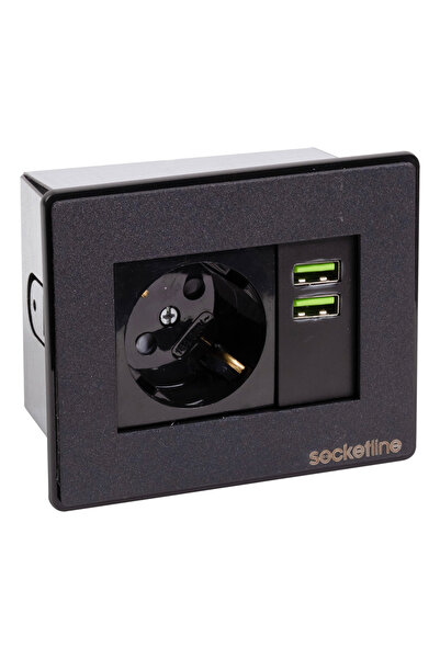Socketline Antares Serisi Gömülebilir Masa Prizi No:3 Siyah