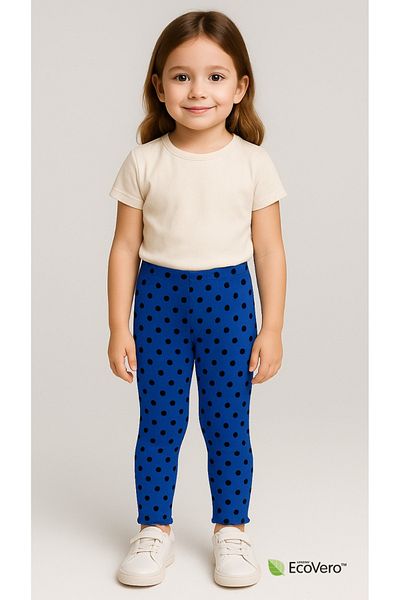 Kyex Pure Dots Girls Summer Polka Dot Blue Leggings