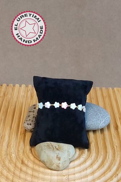 Uretti - Özlem 9422 9108 Handmade Colorful Flower Natural Stone Women's Bracelet