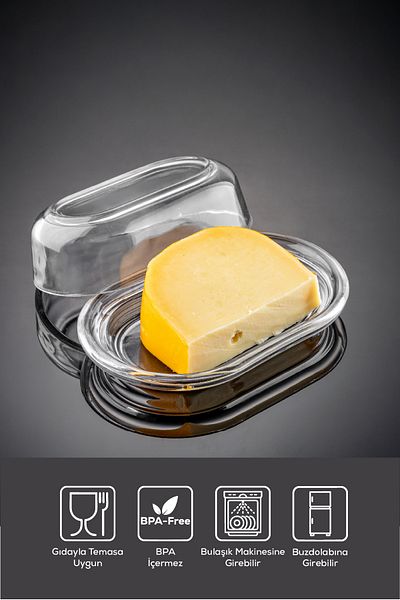 Vienev Glass Butter Bowl with Lid 176 ml