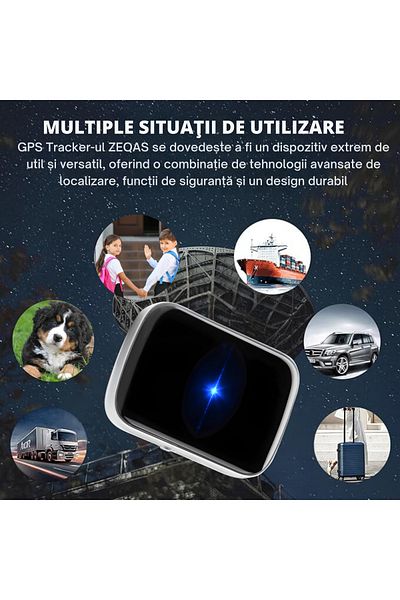 ZEQAS GPS A21 Luggage/Pet/Child Locator – LBS/WiFi, Calling, Geofence, Battery, Black