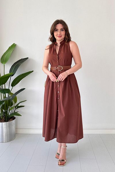 MaziButik Lined Summer Dress Brown