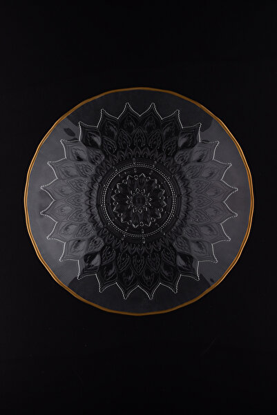 Porsima 30579 Kostanay Gold Gilded Glass Fruit Bowl Presentation Bowl Salad Bowl 30 cm