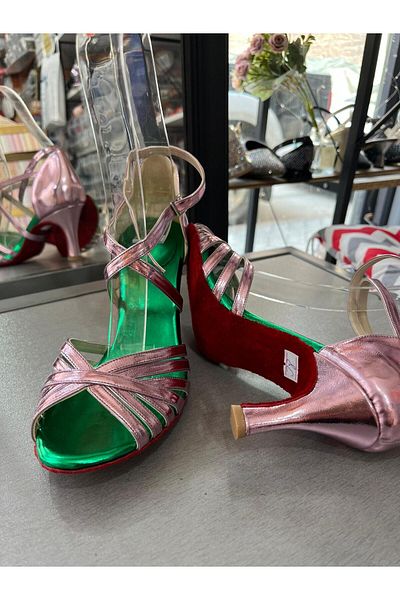 bitangosu New Model Salsa Bachata Latin Dances with 7 Bands 6 cm Goblet Heels Dance and Ballroom Shoes Pink