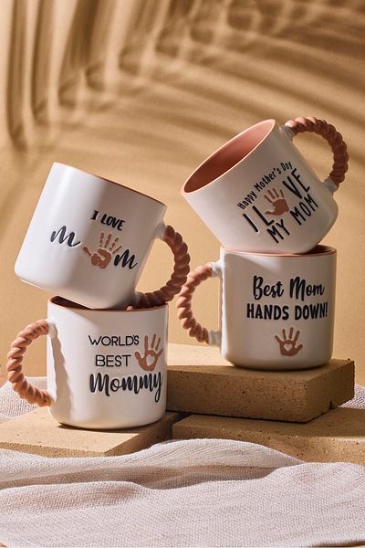 Perotti Mommy 4-Piece Porcelain New Bone China 310 ml Mug Set Mug