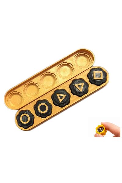 Squid Game Jocul de calamar Gonggi, joc tradițional coreean cu interior metalic, auriu premium, Smartteam3D, imprimare 3D