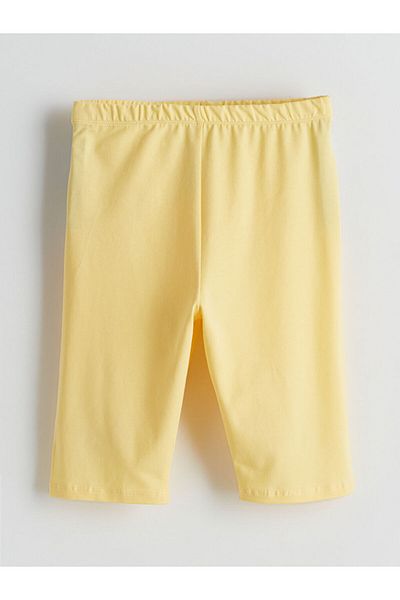 LC Waikiki Yellow Girl's Short Leggings with Elastic Waist
