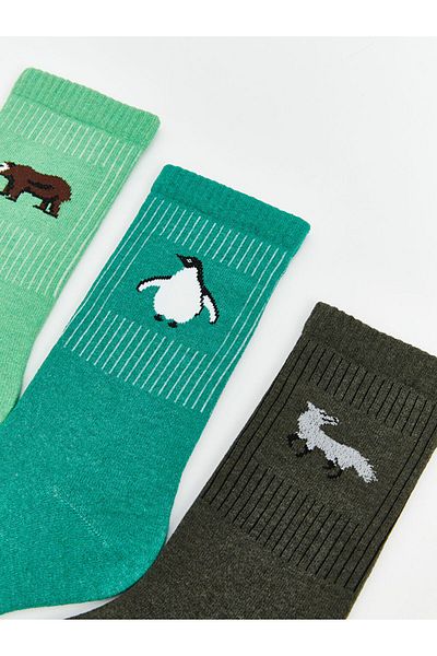 LC Waikiki New Season Printed Men's Socks 3-Piece - S5Lj53Z8