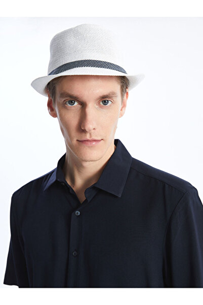 LC Waikiki قبعة فيدورا بيضاء منقوشة للرجال