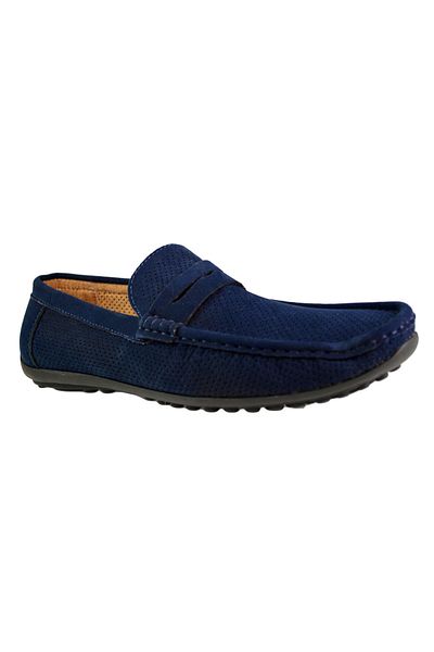THEICONIC Mocasini Barbatesti, Bleumarin, Perforati din piele intoarsa Royal