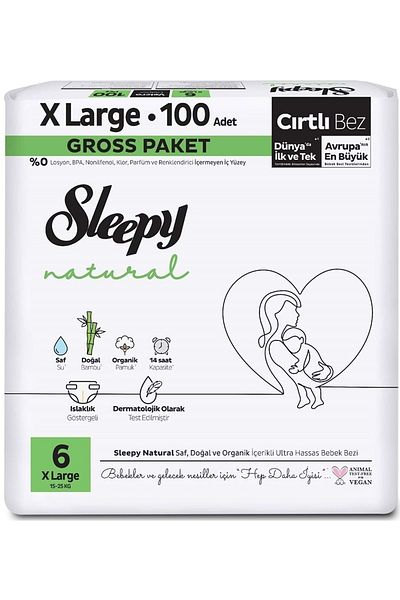 Sleepy Baby Diaper Natural Size: 6 (15-25kg) Extra Large 186 Pieces Monthly Ultra Pk
