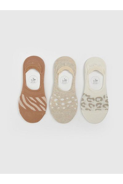 LC Waikiki Ecru Patterned Women's Ballerina Socks 3-Pack