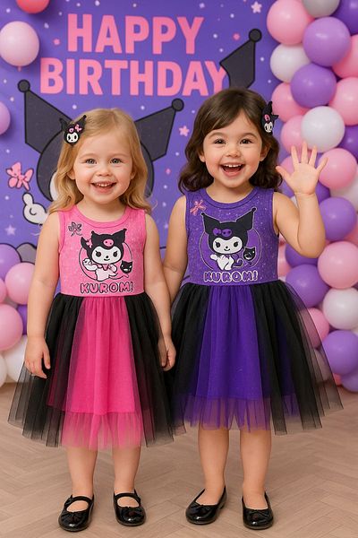 MİNİ İNOWESTA KİDS Kuromi Girl's Birthday Party Special Occasion Dress (Pink Color Can Be Chosen One Size Bigger)