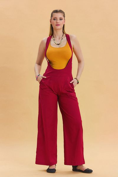 Los banditos Women's Bohemian Jumpsuit with Zipper Detailed Pockets