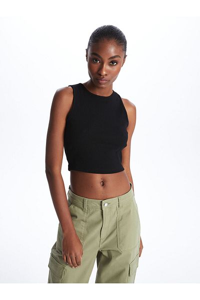 LC Waikiki Lcw Women's Crew Neck Plain Crop