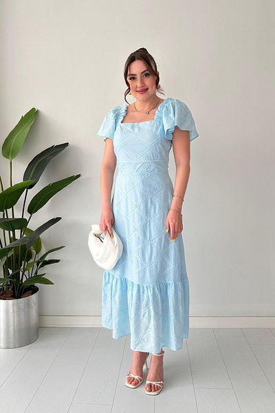 MaziButik Baklava Fisto Dress Baby Blue