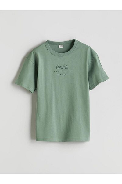 LC Waikiki Green Crew Neck Boy's T-Shirt