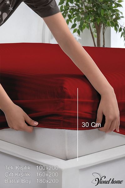 Vionel Home 100% Cotton Striped Cotton Satin Single / Double Size Fitted Sheet Set | 100X200Mm | 160 X 200 | 180 X 200