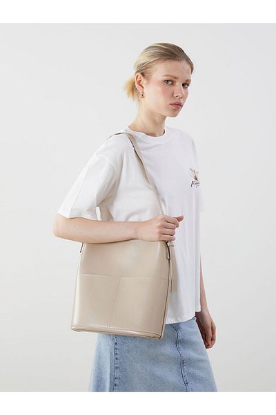 LC Waikiki Beige Leather Look Women's Bag and Wallet