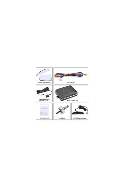 AUTOREY Universal Front Rear Parking Sensor Kit with Display and Sound Warning 8 Sensors White color