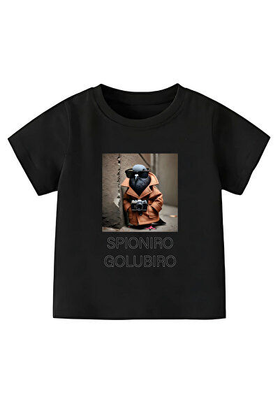 MECH BUTİK Μπλουζάκι Unisex με στάμπα Spıoniro Golubiro Μαύρο/Λευκό Γυναικείο...