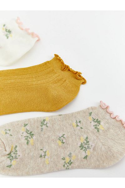 LC Waikiki New Season Floral Women's Booties Socks 5-Piece - S5Bk82Z8
