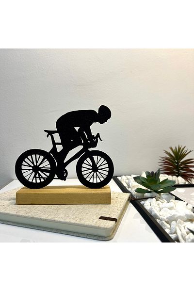 OEM "Sprint" decoration with natural wood base, 14.5 cm, black, 3D printed