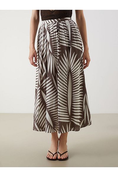 LC Waikiki New Season Patterned Pleated Skirt with Zipper at the Waist - S5O306Z8