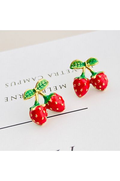 Kyver Children's Earrings Girls' Strawberry Earrings Steel Gold