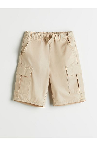 LC Waikiki Beige Boys Shorts with Elastic Waist and Pockets
