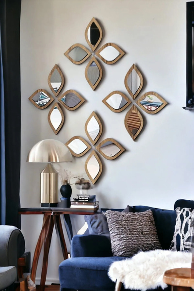 Olur o zaman Su Damlası Dekoratif 16 Adet Pleksi Ayna Ceviz Renk