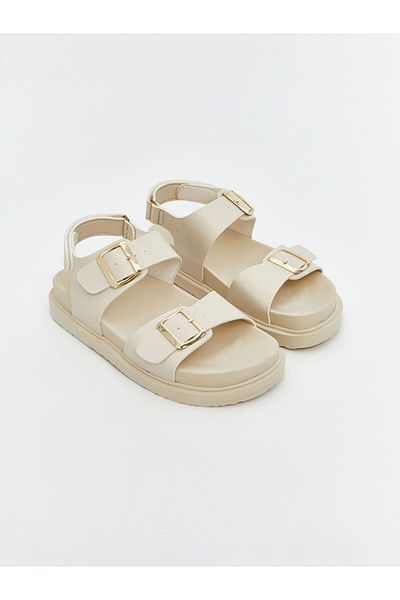 LC Waikiki Beige Leather Look Women's Sandals