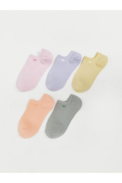 LC Waikiki Pink Heart Printed Women's Sneaker Socks 5-Piece