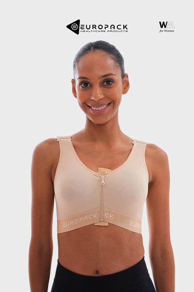 EUROPACK LP-156 حمالة صدر ضاغطة بعد جراحة الثدي - إغلاق أمامي بسحاب - حمالة صدر لشفط الدهون