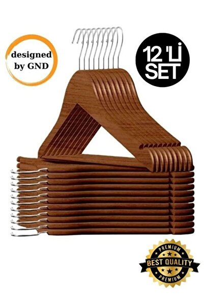 Hausgarten 12 Adet - Ahşap Görünümlü Plastik A Kalite Kahverengi Elbise Askısı