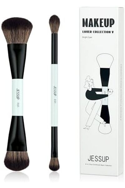 Jessup Makeup Brushes 2pcs Double Sided Foundation Brush Contour Brush Dual Ended Eye Blending Brush T502