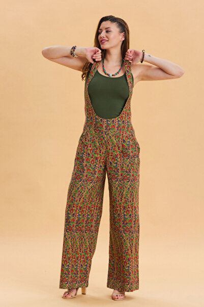 Los banditos Women's Bohemian Jumpsuit with Zipper Detailed Pockets