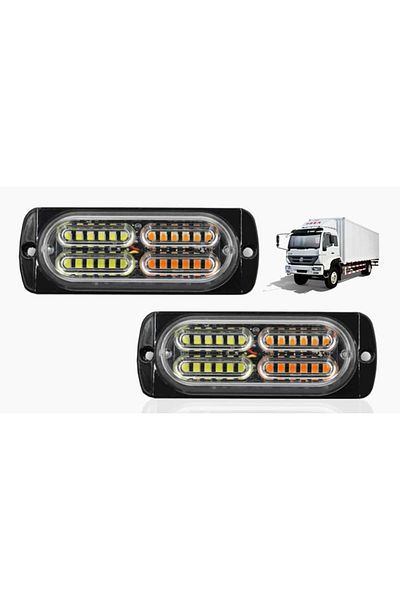 AUTOREY Kit of 4 LED Strobe Warning Lights for Grille Centralized Control 8 Lighting Modes 12V-24V