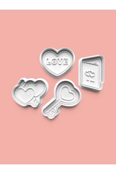 AKTASTORE قالب كوكيز الحب وقالب عجينة السكر مجموعة من 4 قطع 0530-set
