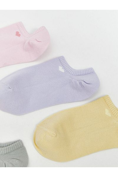 LC Waikiki Pink Heart Printed Women's Sneaker Socks 5-Piece