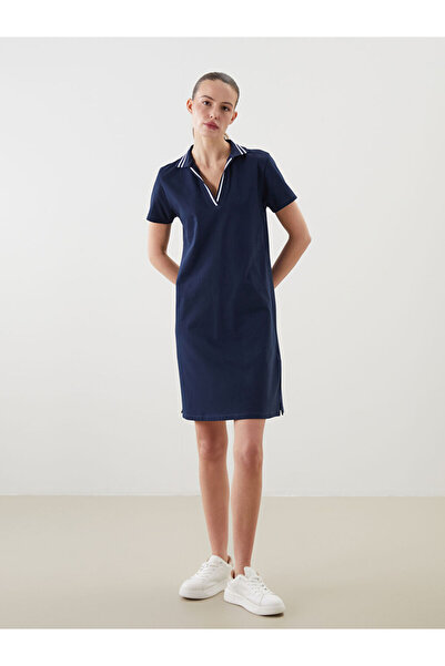 LC Waikiki Navy blue polo neck a-line mini dress
