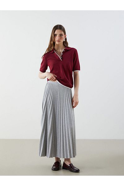 LC Waikiki Lcw Elastic Waist Pleated Skirt Fast Fashion