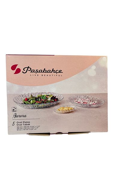 Paşabahçe Aurora Boat Plate Set - 5 Pieces Breakfast Appetizer Presentation Set Boxed
