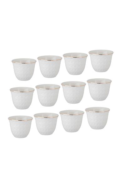 Dania A set of gilded white porcelain Arabic coffee cups, 12 pieces