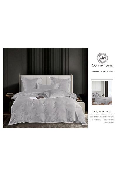 Sonia-home 6-piece satin cotton underwear – Sonia Home Damask Pearl Grey