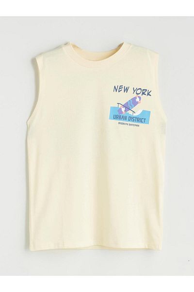 LC Waikiki Νέα σεζόν Crew Neck New York Printed Boy's Singlet - S5GR46Z4