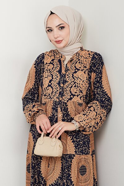 InStyle Φόρεμα με μοτίβο Mandala Navy Blue Viscose