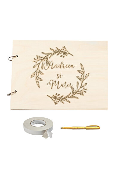 OEM Set Album foto / GuestBook nunta, MODEL 10 Flori, A4 landscape, 3 piese